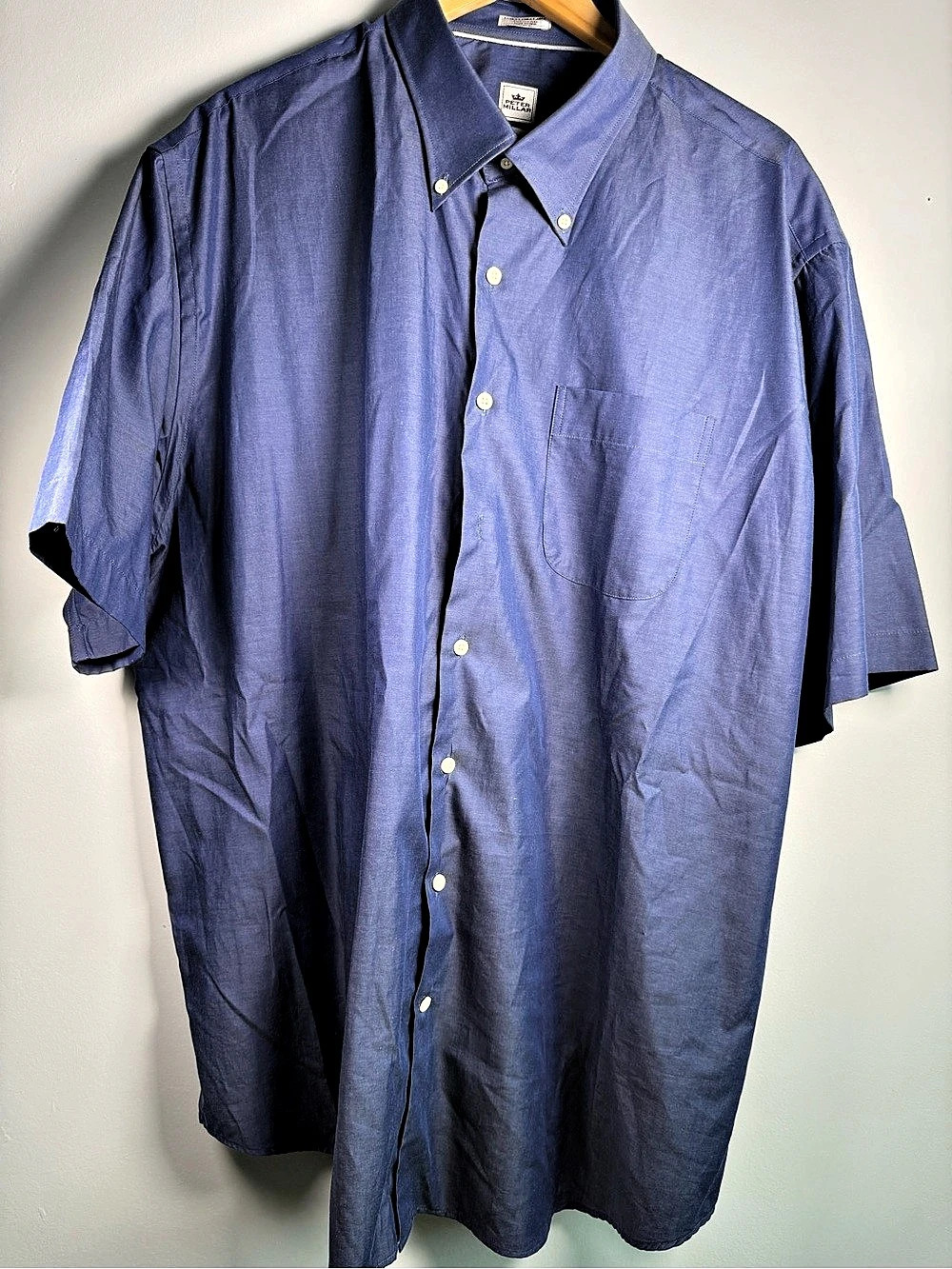 Peter Millar Seaside Pima Men's Button Down Shirt XXL Blue